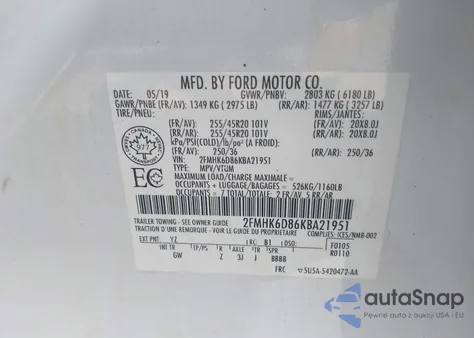 2019 Ford Flex Limited from USA, damaged, VIN 2FMHK6D86KBA21951